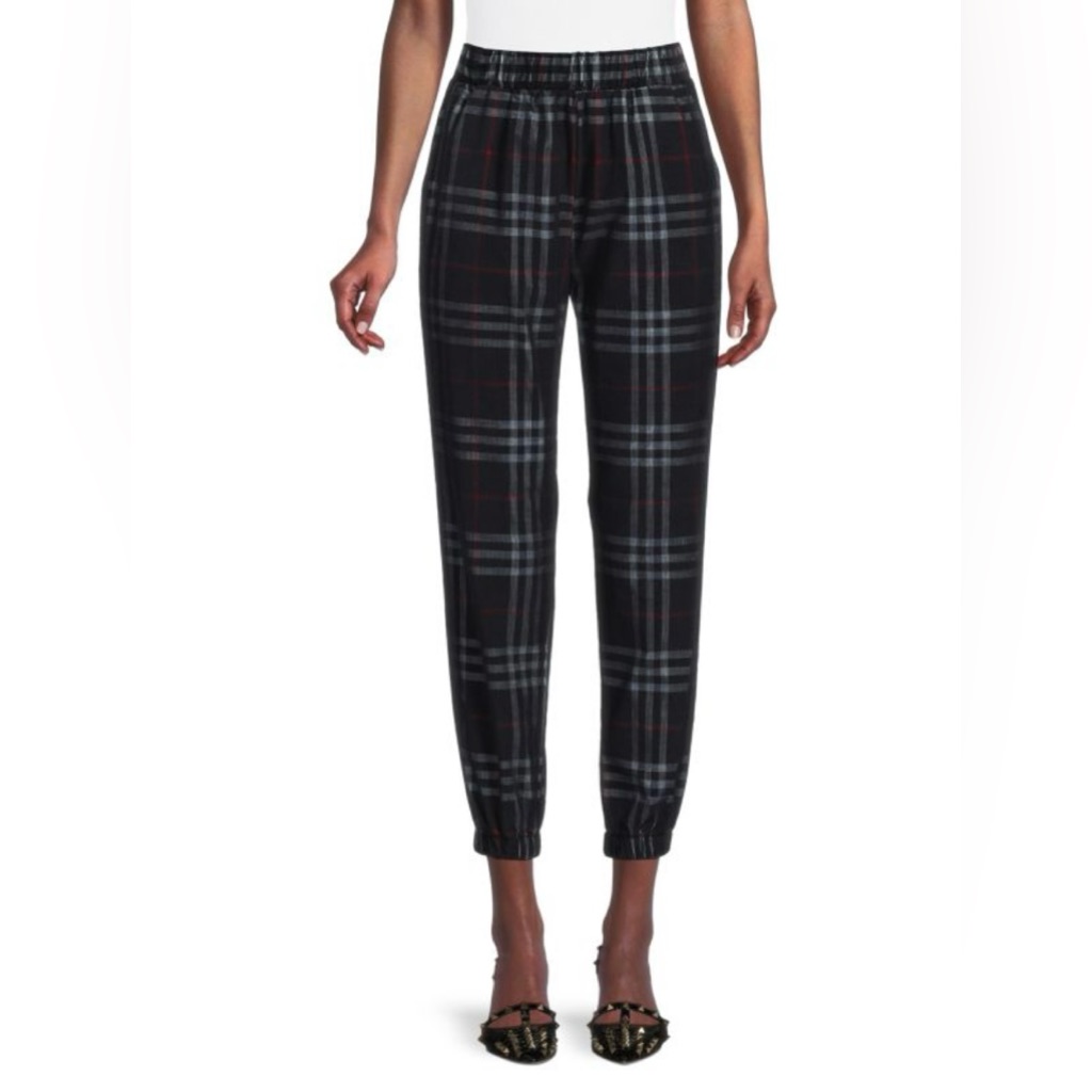 Plaid Corduroy Joggers Black Gray Red Saks Fifth Avenue Renee C. Xl